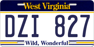 WV license plate DZI827