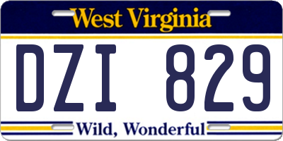 WV license plate DZI829