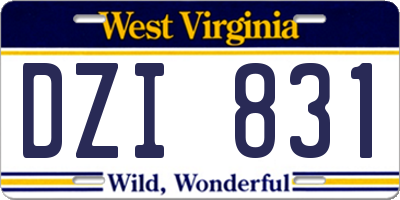 WV license plate DZI831