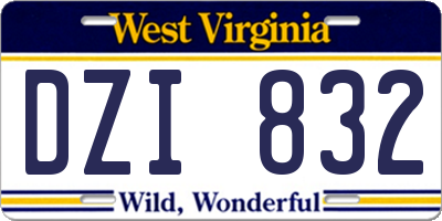 WV license plate DZI832