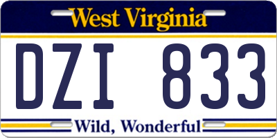 WV license plate DZI833