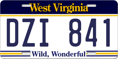 WV license plate DZI841