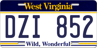 WV license plate DZI852