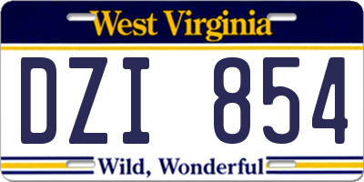 WV license plate DZI854