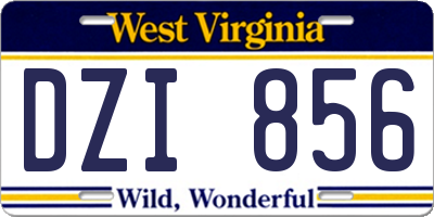 WV license plate DZI856