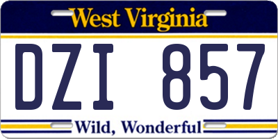WV license plate DZI857