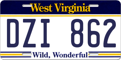 WV license plate DZI862