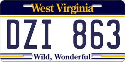 WV license plate DZI863