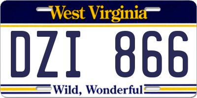WV license plate DZI866