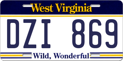 WV license plate DZI869