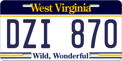 WV license plate DZI870