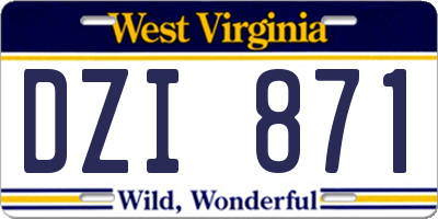 WV license plate DZI871