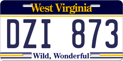 WV license plate DZI873