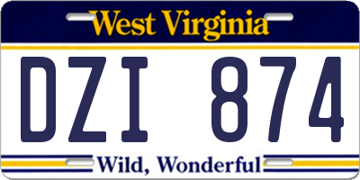 WV license plate DZI874