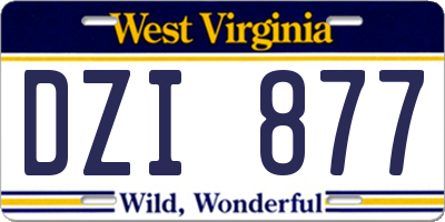 WV license plate DZI877