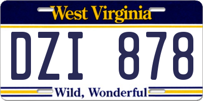 WV license plate DZI878