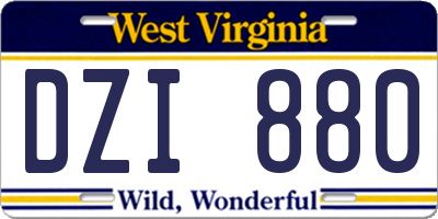 WV license plate DZI880