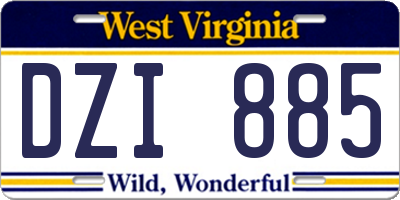 WV license plate DZI885
