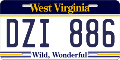 WV license plate DZI886