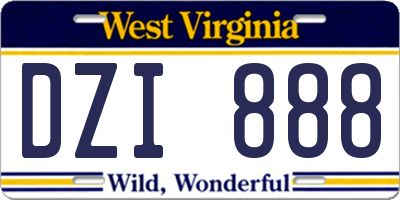 WV license plate DZI888