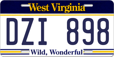 WV license plate DZI898