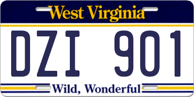 WV license plate DZI901