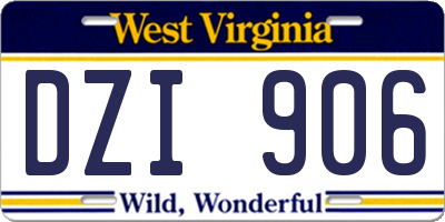 WV license plate DZI906