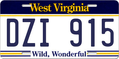 WV license plate DZI915