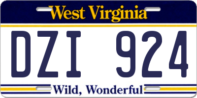 WV license plate DZI924