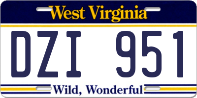 WV license plate DZI951