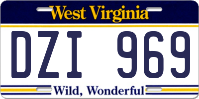 WV license plate DZI969