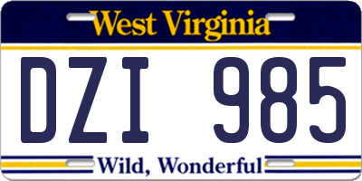 WV license plate DZI985