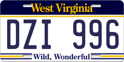 WV license plate DZI996