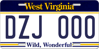 WV license plate DZJ000