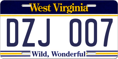 WV license plate DZJ007