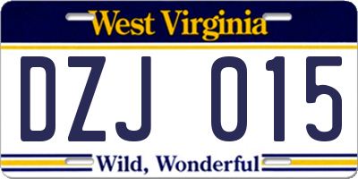 WV license plate DZJ015