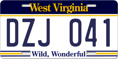 WV license plate DZJ041