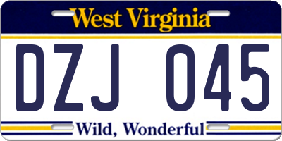 WV license plate DZJ045