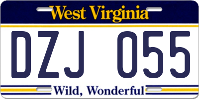 WV license plate DZJ055