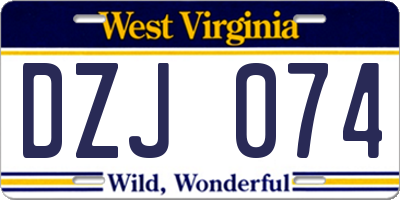 WV license plate DZJ074