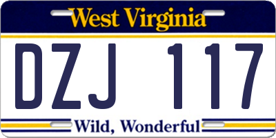 WV license plate DZJ117