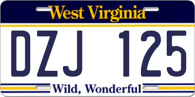 WV license plate DZJ125