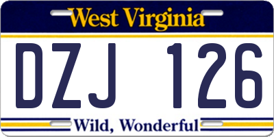 WV license plate DZJ126