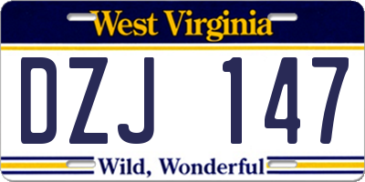 WV license plate DZJ147