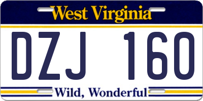 WV license plate DZJ160