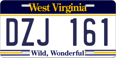 WV license plate DZJ161