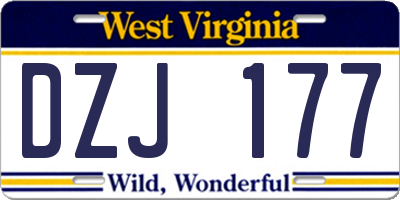 WV license plate DZJ177
