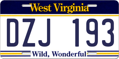 WV license plate DZJ193