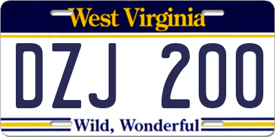 WV license plate DZJ200