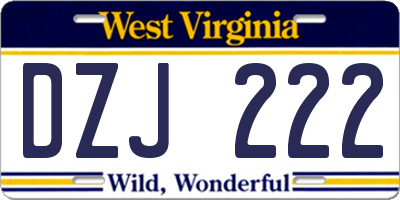 WV license plate DZJ222